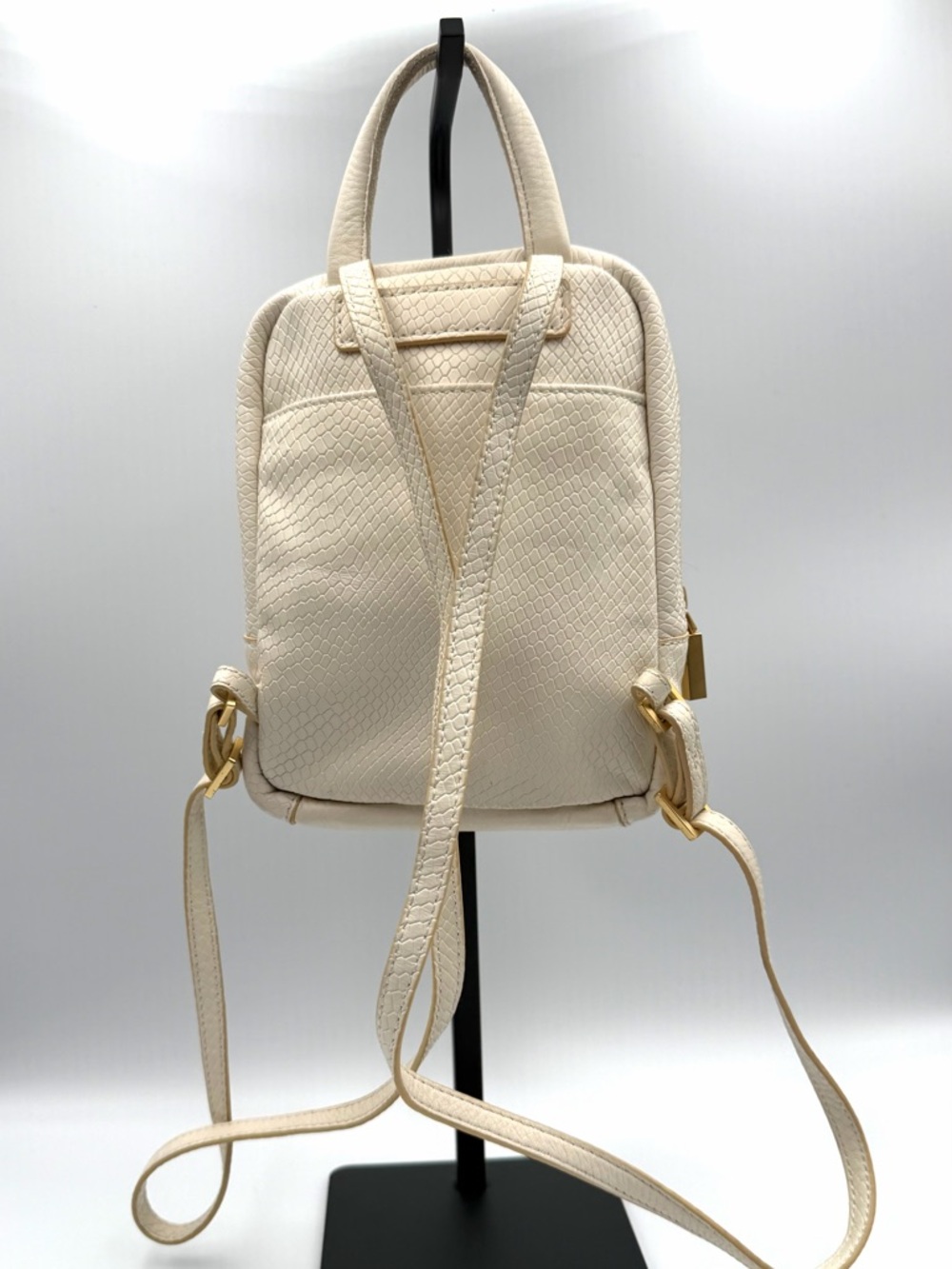 Hammitt Los Angeles Hunter Mini Backpack Cream Snake Embossed Gold Rivets - Picture 2 of 7